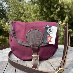 Duluth Pack Canvas & Leather Crossbody Burgundy Small Bag Custom Patch New w Tag